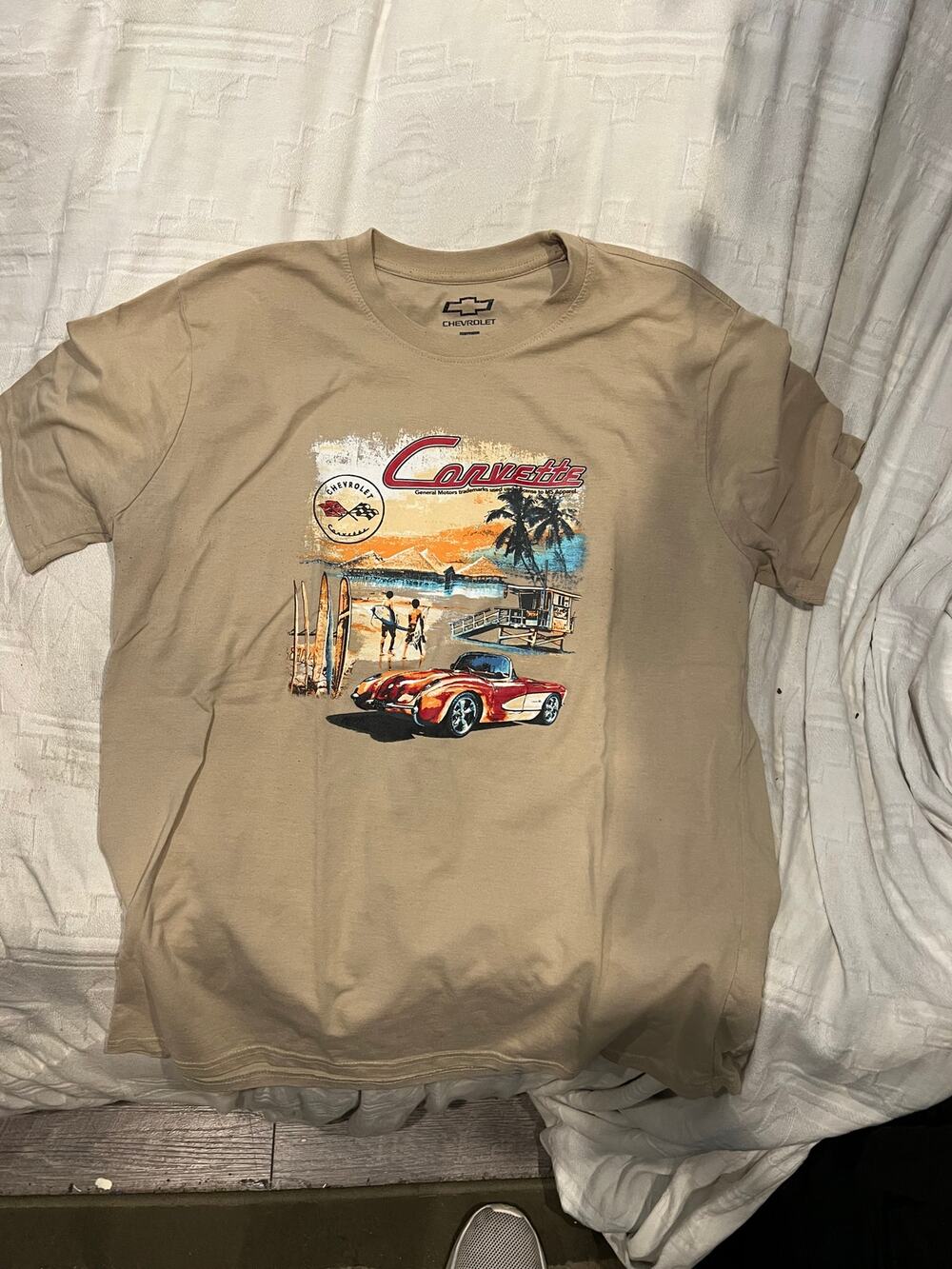 Chevrolet Corvette Beige T-Shirt Mens XL